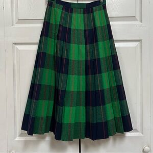 Kinloch Anderson Green and Navy Plaid Tartan Women's Skirt 100% Wool Size S